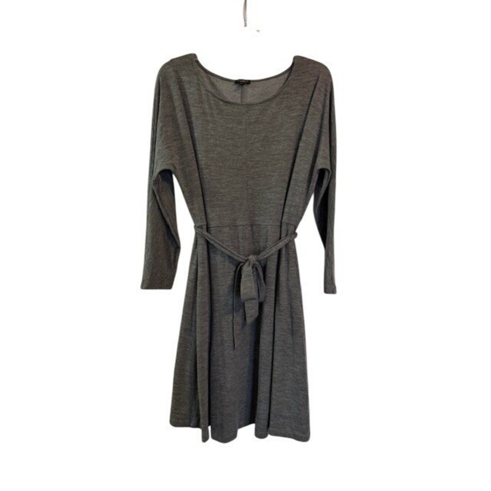 Talbots Woman 1XP Gray Wool‎ Blend Fit Flare Belted Dress Long Sleeve EUC